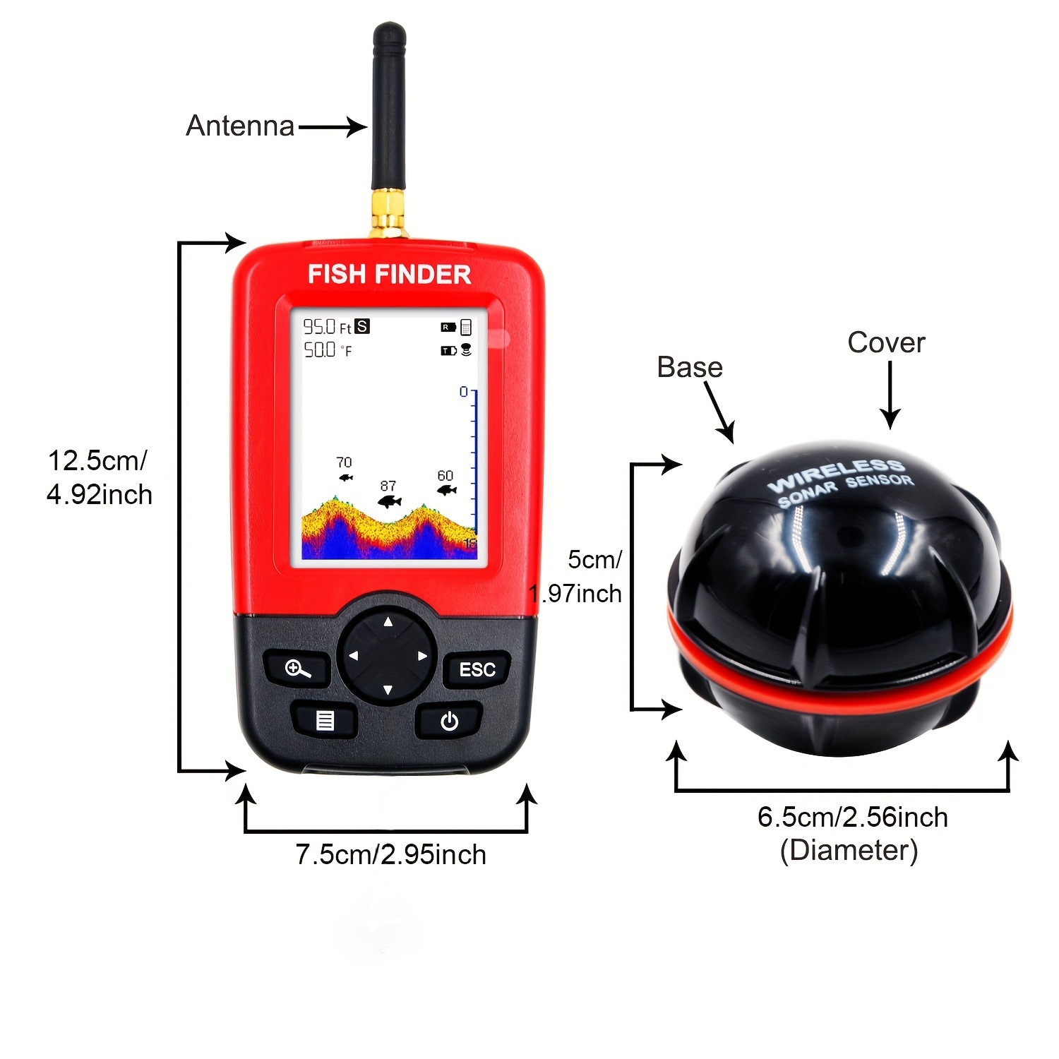 Portable Fish Finder, With Wir - Fishing Boat Depth Finder ulasan dan harga
