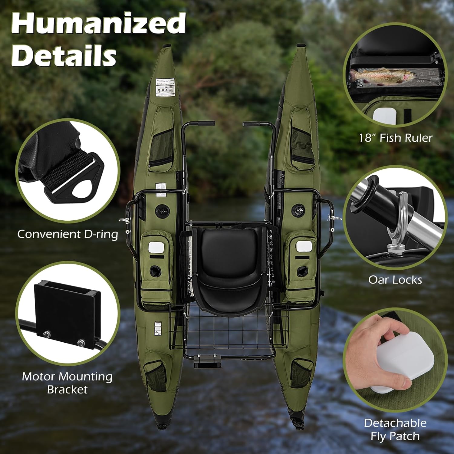 Adult Inflatable Belly Boat wi - Fishing Boat Paddle ulasan dan harga