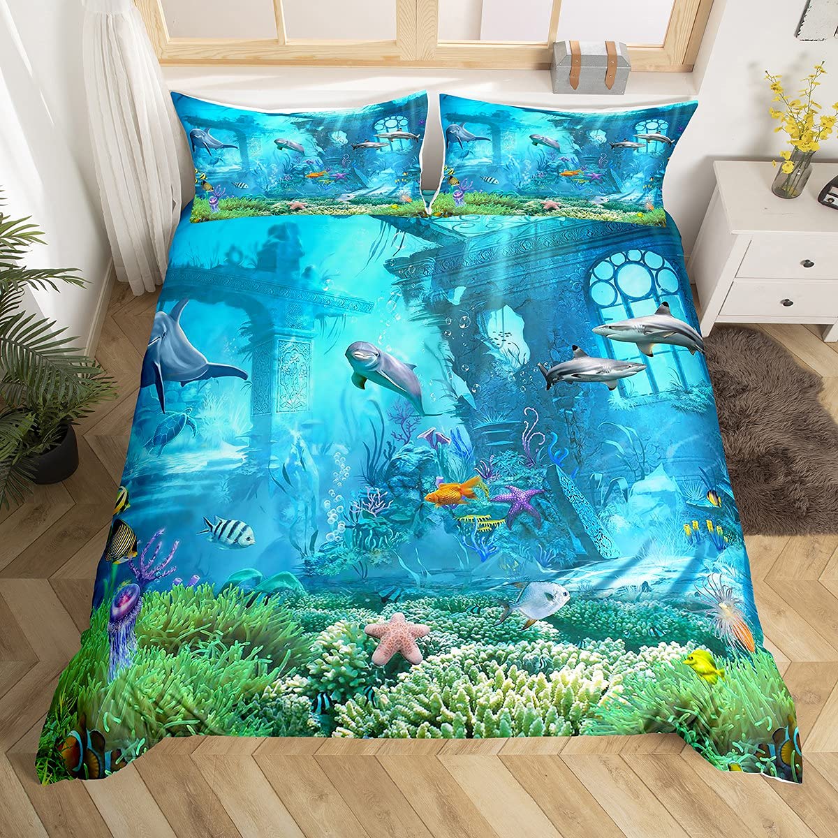 Fish Duvet Cover Set Ocean Bed - Fishing Boat Cover ulasan dan harga