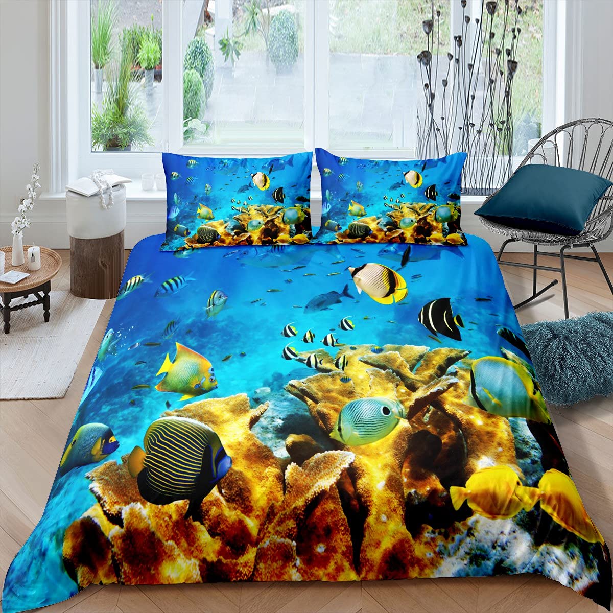 Fish Duvet Cover Set Ocean Bed - Fishing Boat Cover ulasan dan harga